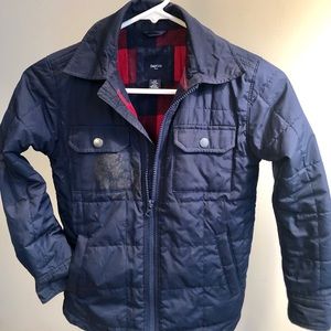 Gap Kids Navy coat w/lumberjack pattern Small